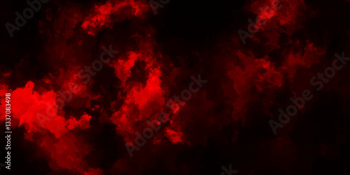 Dark red powder explosion cloud on black background. Abstract red and black grunge texture smoke. smoke fog misty texture overlay on dark black. paranormal red mystic smoke, clouds for movie. 