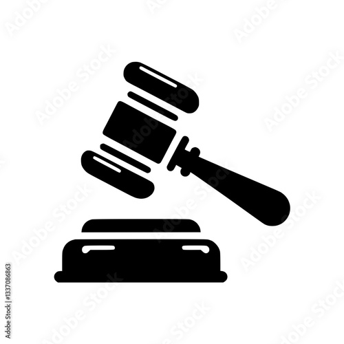 Silhouette icon of a gavel, representing justice and law