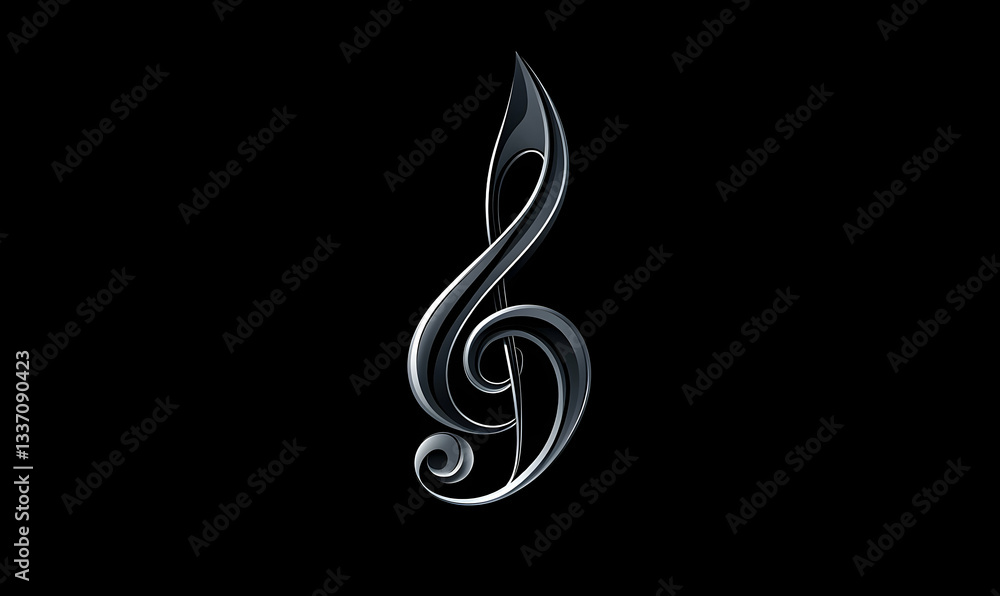 Fototapeta premium Elegant black treble clef design on a dark background, symbolizing music and creativity