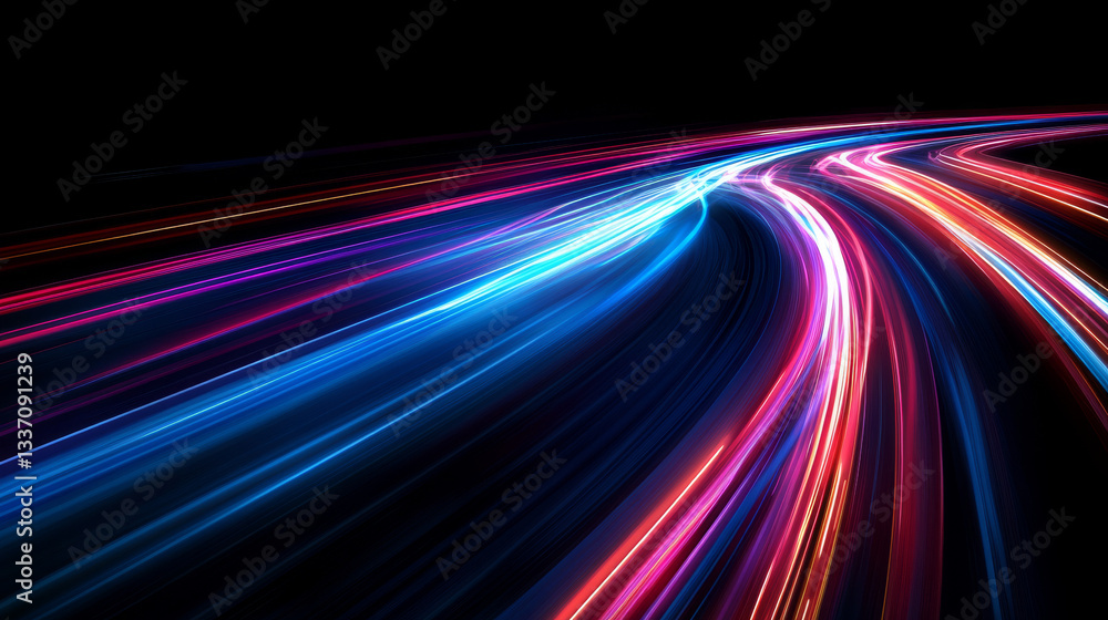 Realistic set of long exposure light effects isolated on black background. Vector illustration of fast speed motion trail, blurred abstract lines. Traffic moving on night road. Magic energy flash Realistic set of long exposure light effects isolated on black background. Vector illustration of fast speed motion trail, blurred abstract lines. Traffic moving on night road. Magic energy flash