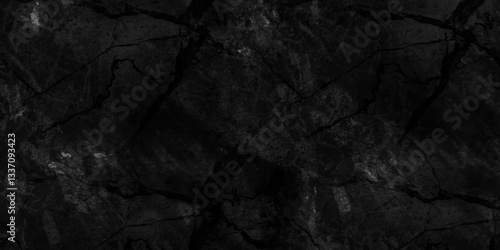 Abstract black grunge overly grains and concrete stone crack wall background. black slate stone wall background pattern with high resolution. black marble texture. black paper texture.