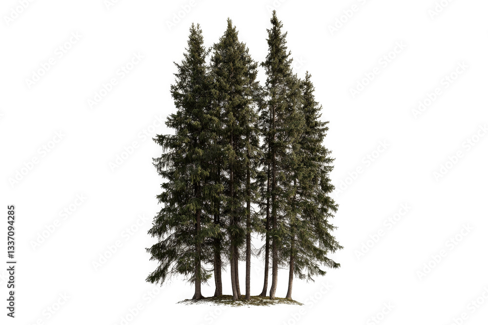 Fototapeta premium 3d model of a pine tree 3doct by 3doct cutout image and isolated on transparent background 