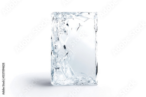 a large ice block on a white background cutout image and isolated on transparent background 