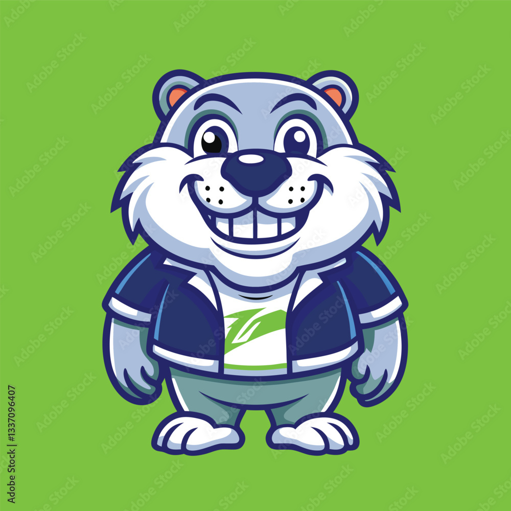 Fototapeta premium Adorable Cartoon Beaver Character with Vector Logo Design