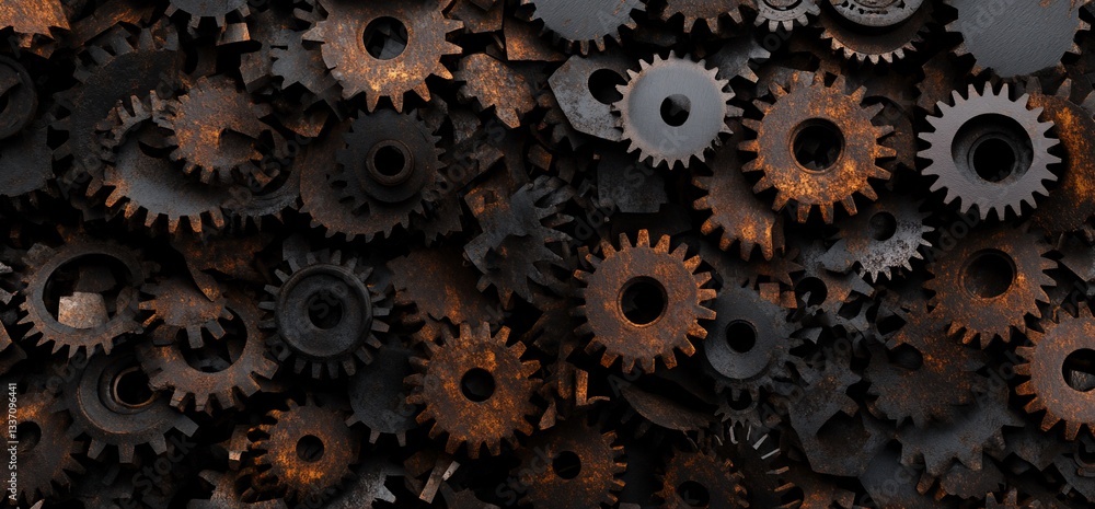 custom made wallpaper toronto digitalRusty gears piled high, intricate details