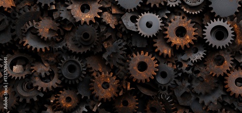 Wallpaper Mural Rusty gears piled high, intricate details Torontodigital.ca