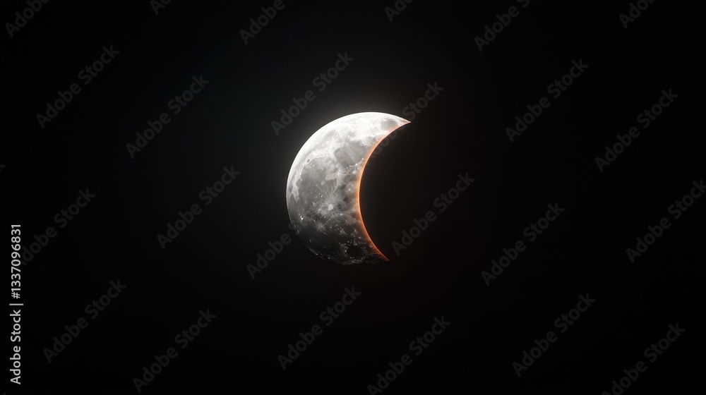Naklejka premium Partial Lunar Eclipse in Dark Night Sky