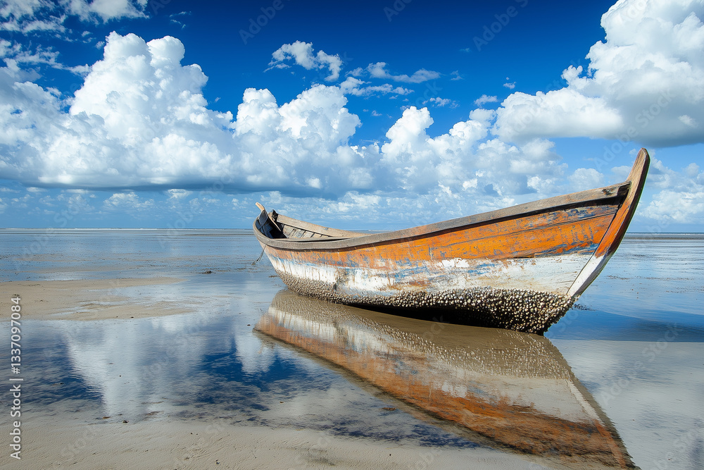 portrait of a small fishing boat parked portrait of a small fishing boat parked