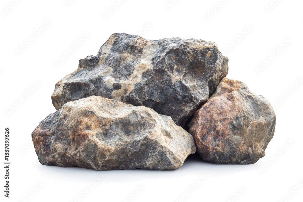 three large rocks on a white background cutout image and isolated on transparent background three large rocks on a white background cutout image and isolated on transparent background