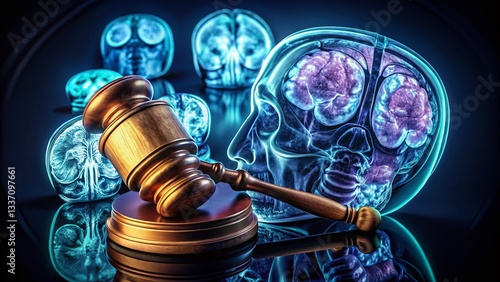 Obraz na płótnie Healthcare Costs: Brain Scan, Gavel, and Cash Legal Medical Expenses w salonie