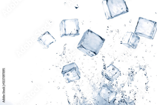 Wallpaper Mural ice cubes falling into the water cutout image and isolated on transparent background  Torontodigital.ca
