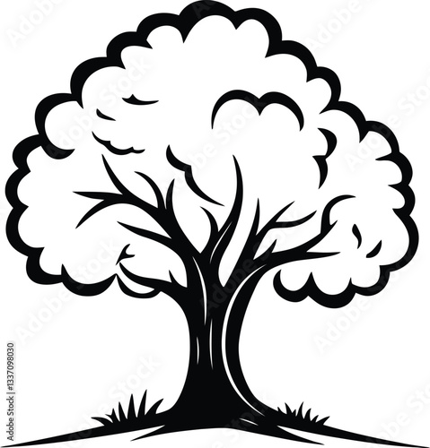 Hand-Drawn Tree Silhouettes - Black and White Nature Illustration