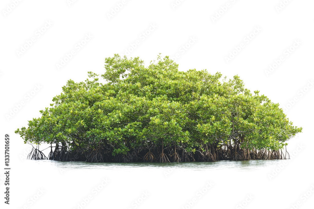 mangrove tree in the water cutout image and isolated on transparent background