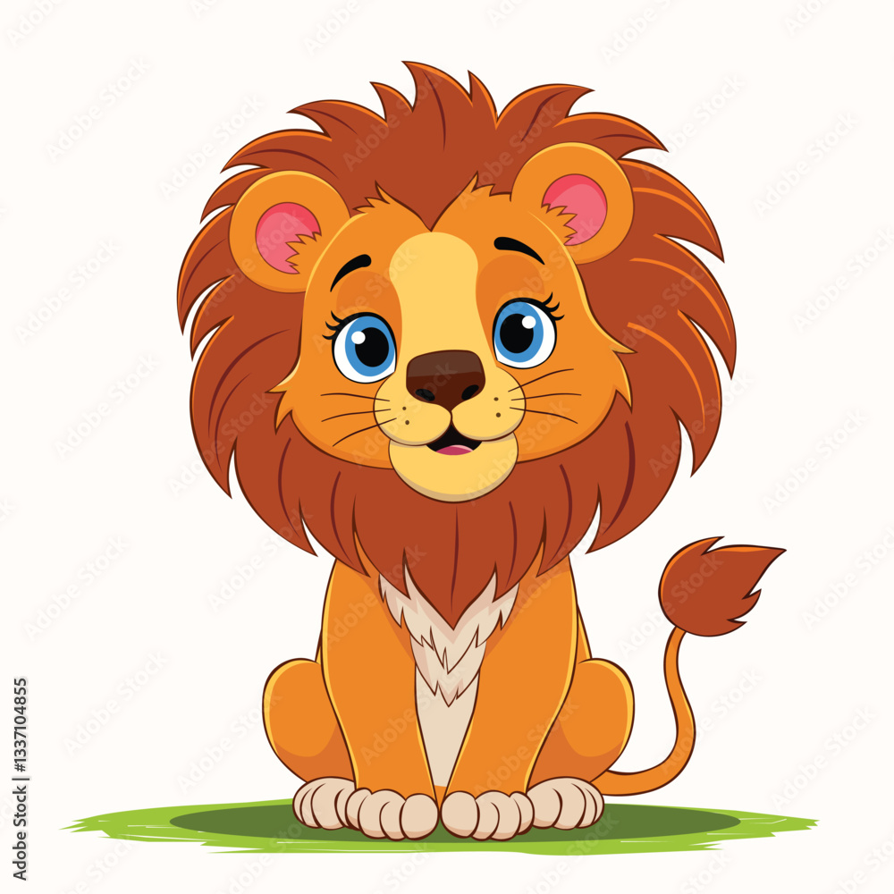 Friendly lion vector illustration featuring a cheerful jungle king with a happy expression and detailed fur. Perfect for wildlife, safari, zoo, and cartoon animal designs. Friendly lion vector illustration featuring a cheerful jungle king with a happy expression and detailed fur. Perfect for wildlife, safari, zoo, and cartoon animal designs.