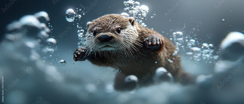 Underwater Otter Breathing Bubbles Underwater Otter Breathing Bubbles