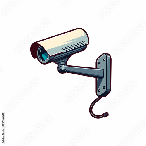 AI surveillance camera illustration on white background, digital security