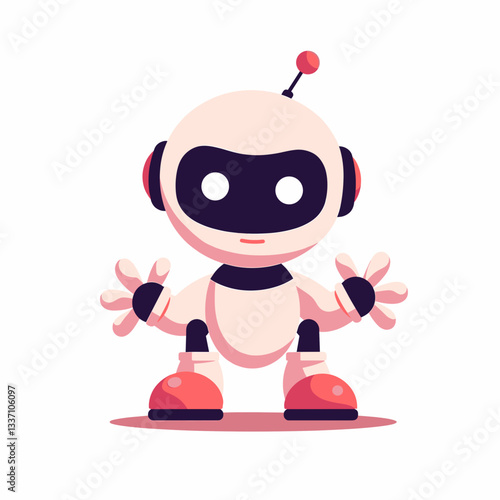 Friendly chatbot icon waving, digital technology concept