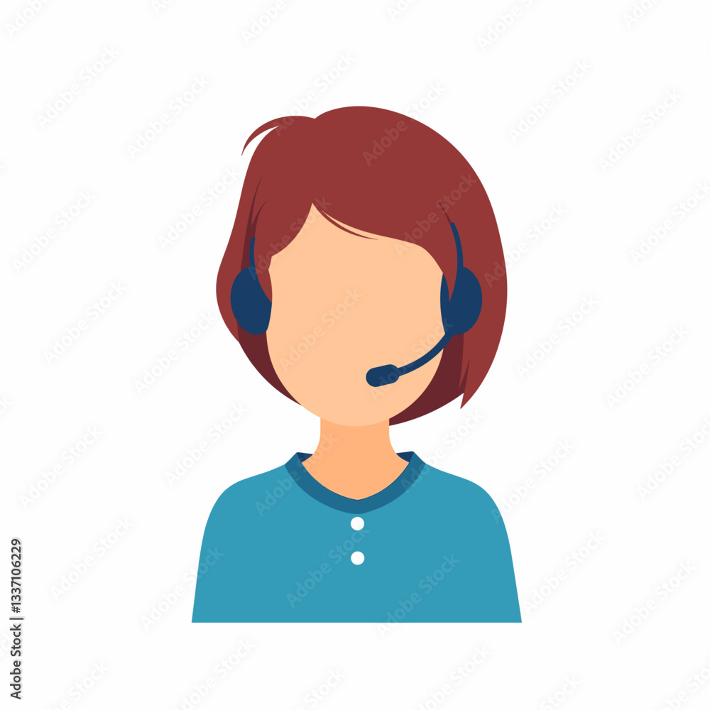 Virtual assistant in headset providing support, technology concept Virtual assistant in headset providing support, technology concept