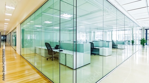 Modern Empty Home Office Room Interior With Blank Wall, Computer, Table, Bookshelf Mockup Frame -Ai
