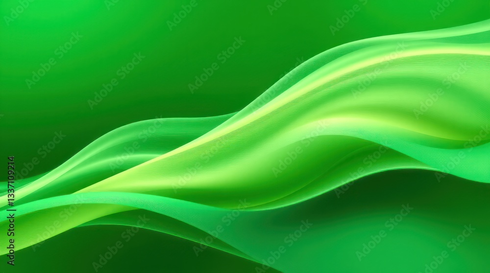 Fototapeta premium Abstract flowing green silk waves background