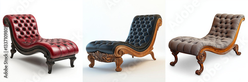 Set of Chaise lounge, Beautiful chaise lounge, A chaise lounge with a white background