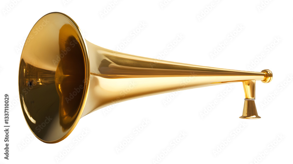 Obraz premium Shiny Gold Brass Horn Loudspeaker Announcement Musical Instrument Vintage Style