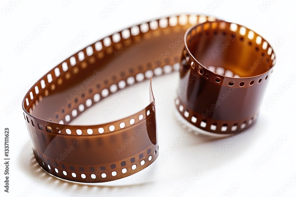Isolated Film Strip on White Background: Vintage Movie Reel Photography