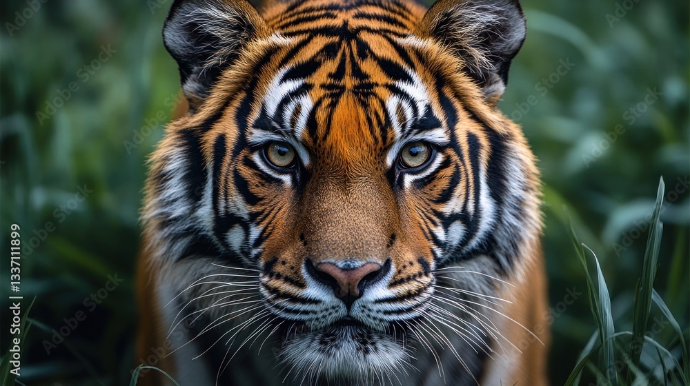 Naklejka premium Majestic Sumatran Tiger Portrait