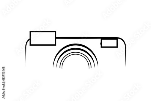 Modern Digital Camera Outline – Black and White