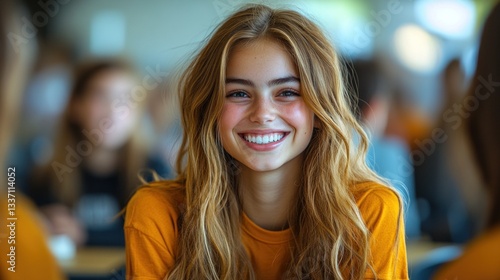 Wallpaper Mural Portrait of a Smiling Young Woman with Long Blonde Hair Torontodigital.ca