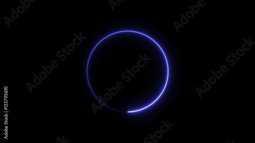Neon glowing circle rotating. geometric neon circle shining animation.