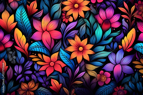 Wallpaper Mural Colorful Vibrant Flower-filled Background for Cheerful and Lively Designs.
 Torontodigital.ca