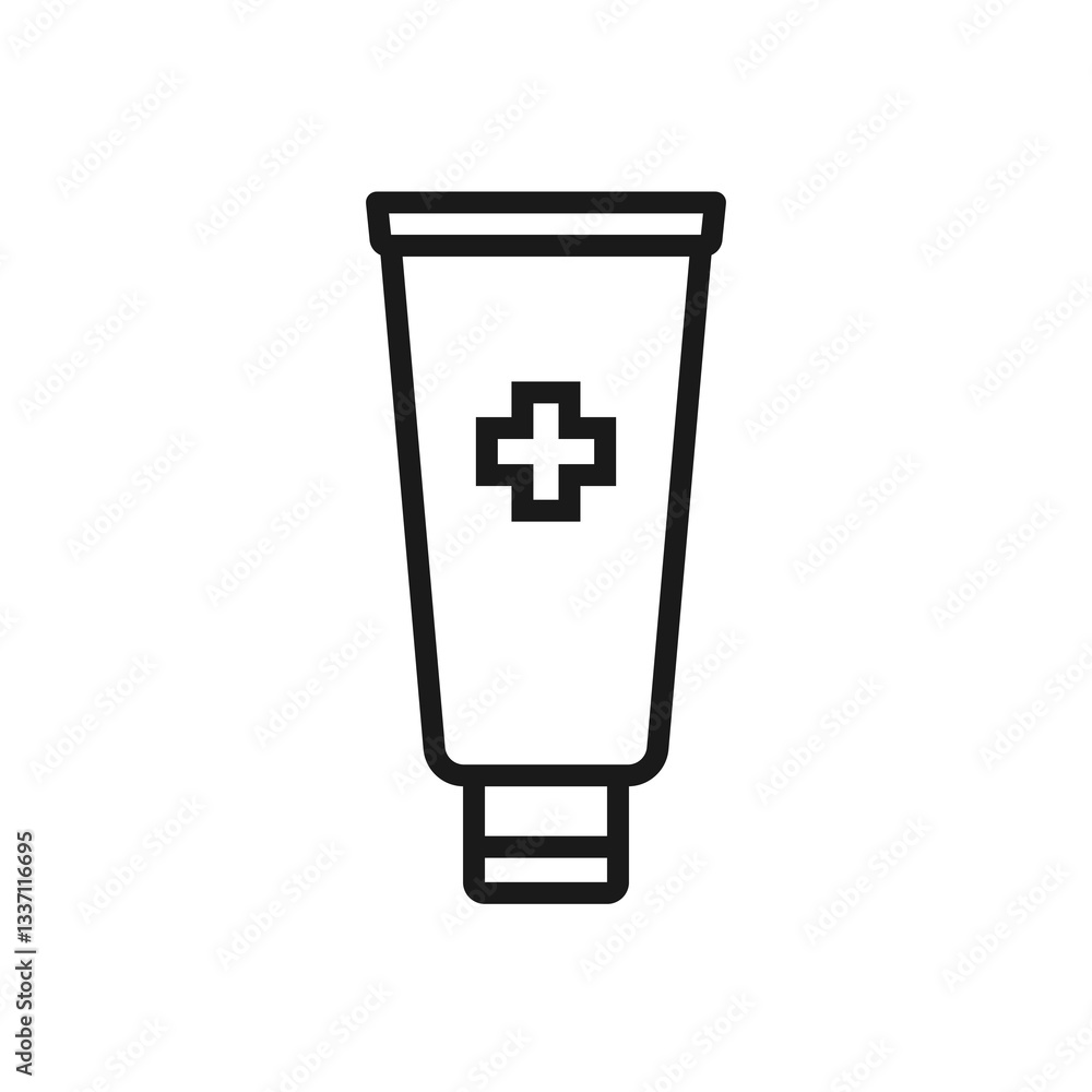 Cream tube - line icon with editable stroke. Medical cream symbol. Simple outline design. Vector illustration Cream tube - line icon with editable stroke. Medical cream symbol. Simple outline design. Vector illustration