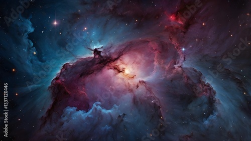 Cosmic Nebula with Vibrant Galactic Colors Background
