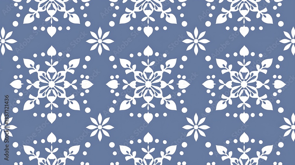 White floral pattern on blue surface for fabric, wallpaper, textile design White floral pattern on blue surface for fabric, wallpaper, textile design