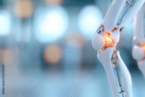 Robotic knee joint with glowing internal mechanism