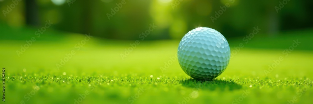 Immaculately clean golf ball sits on perfectly manicured putting green , image, tournament, photography Immaculately clean golf ball sits on perfectly manicured putting green , image, tournament, photography