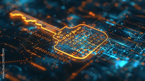 A conceptual image of a physical key with digital binary code etched into it, representing the idea of a private key in blockchain technology