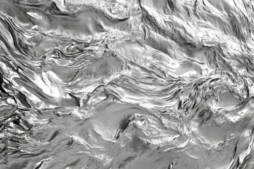 Abstract metallic texture,  flowing  silver  patterns.  Detailed  surface  with  ripples,  and  swirls photo