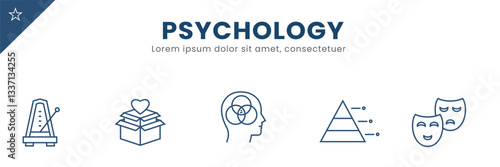 Psychology and mental health line  Icon Set . depression, anxiety, counselling, neuroscience, stress, emotions, thinking . Vector Illustration.