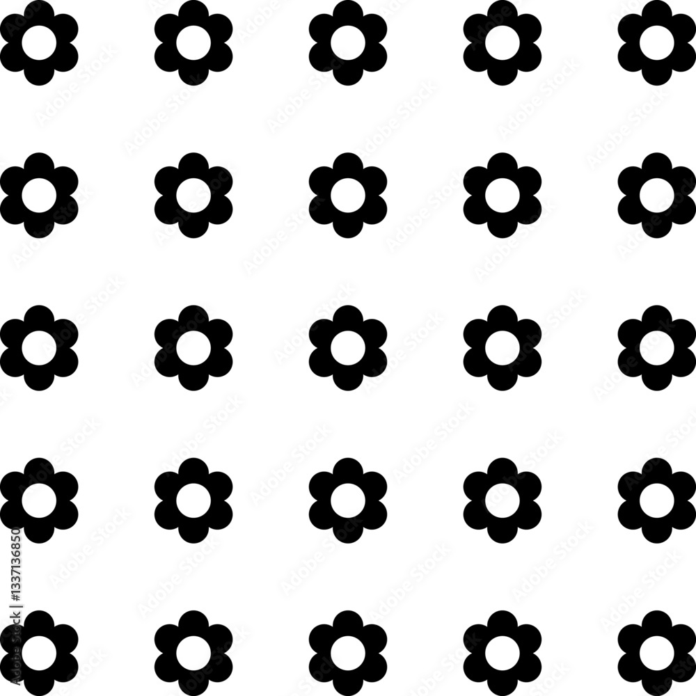 Floral Vector Pattern. Black and White Flower Ornament Pattern Background - floral graphic design element for web or print. Floral Vector Pattern. Black and White Flower Ornament Pattern Background - floral graphic design element for web or print.