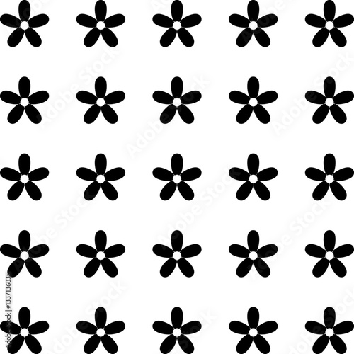 Floral Vector Pattern. Black and White Flower Ornament Pattern Background - floral graphic design element for web or print.