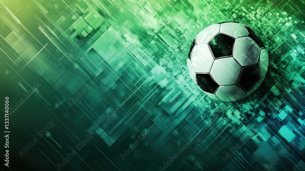 Naklejka premium Dynamic Digital Background with Layered Effect of a Soccer Ball