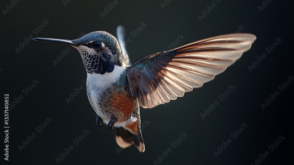 Fototapeta premium Hummingbird hovering isolated on transparent background