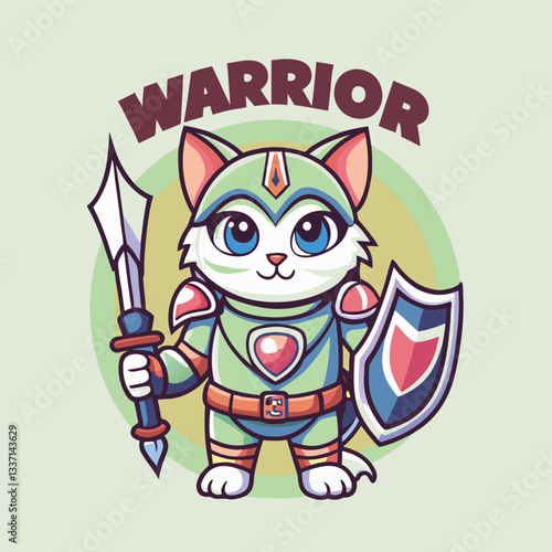 Ferocious Cat Warrior Logo Vector Illustration in EPS 10 for Mascot Use