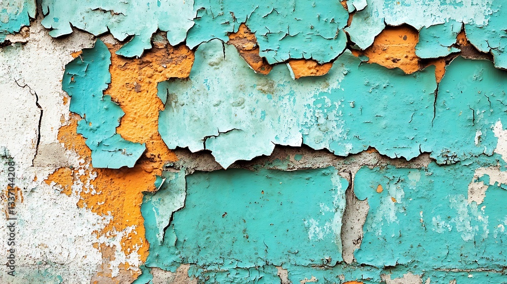 Obraz premium Peeling paint, brick wall, urban texture