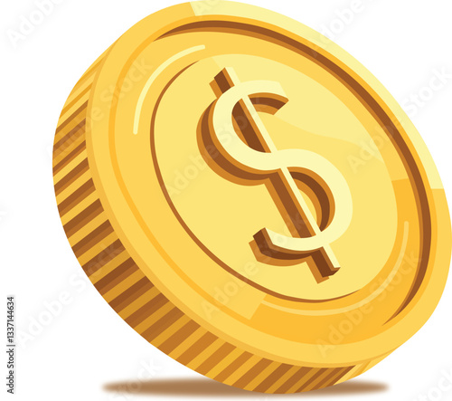 Shiny Golden Dollar Coin Illustration