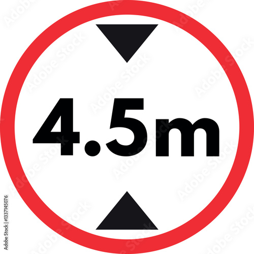 Maximum height limit 4.5 meter sign isolated on white background . Traffic signs . Vector illustration