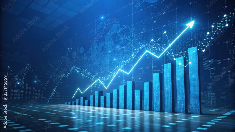 Futuristic Financial Growth in Stock Market Concept Futuristic Financial Growth in Stock Market Concept