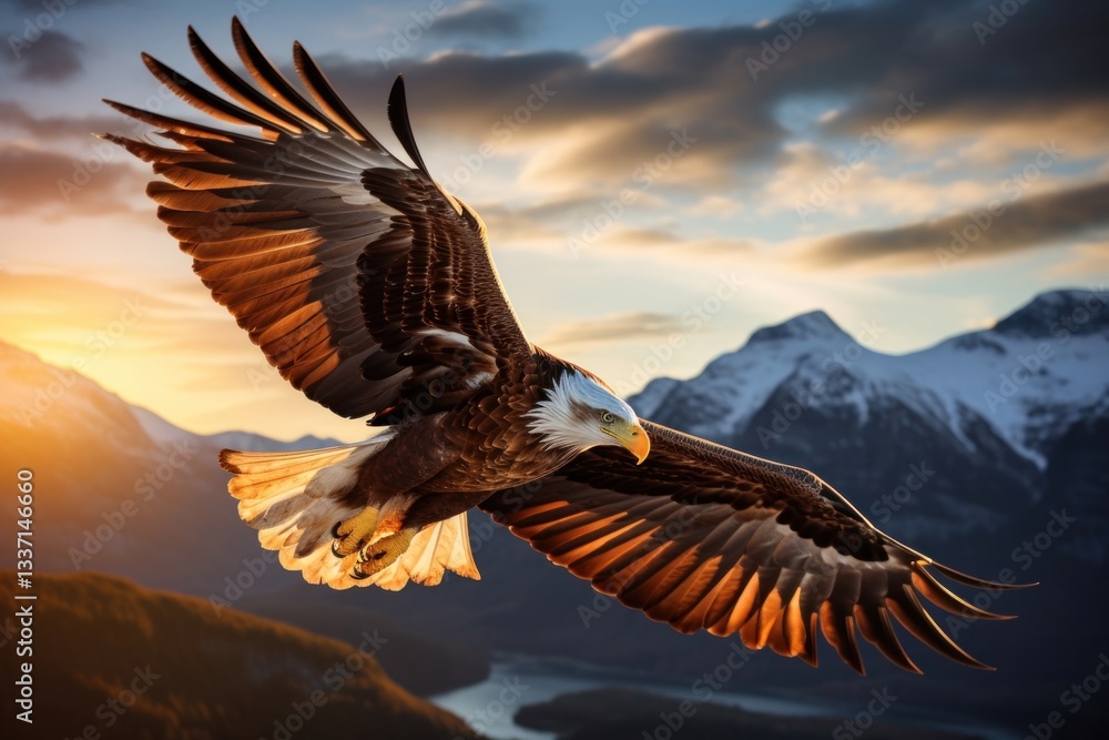 Fototapeta premium Flying eagle animal bird beak.